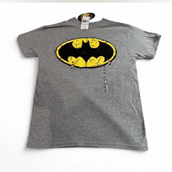 Batman Kids Gray and Yellow Logo T-Shirt - Picture 1 of 5
